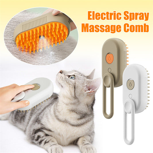 Steamy 3 in 1 Multifunctional Steam Pet Grooming Brush - Self-Cleaning Hair Removal and Massage for Cats